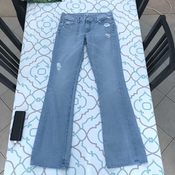 7 For All Mankind Denim - 34”!💙👖DESTROYED! 7FAM BOOTCUT👖💙28 5/6 AWESOME!